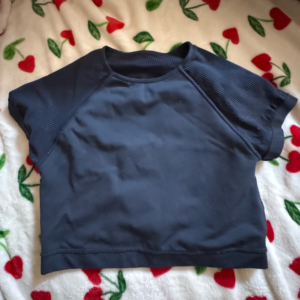 Navy Blue Short Sleeve Top